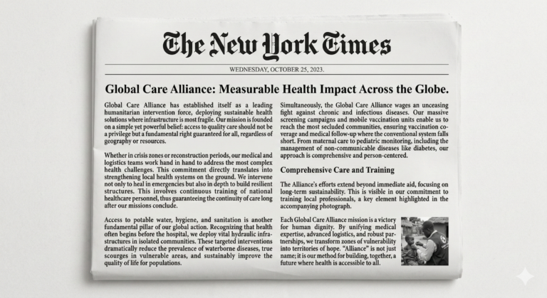 La Global Care Alliance à l’Honneur dans Le New York Times : Un Impact Sanitaire Mondial Reconnu
